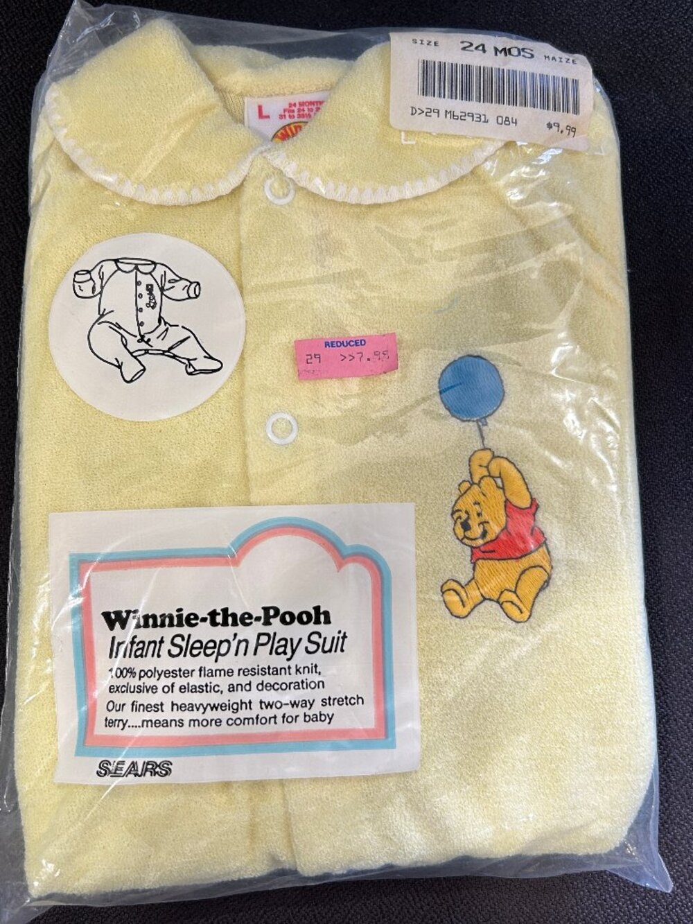 Vintage Sears Winnie-the-Pooh Infant Sleep'n Play Suit